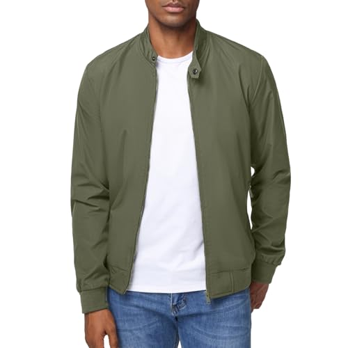 HOTIAN Herren Jacke Leichte Windbreaker Bomberjacke mit Stehkragen Jacke Übergangsjacke Freizeit jacke mit Reißverschlusstaschen von HOTIAN