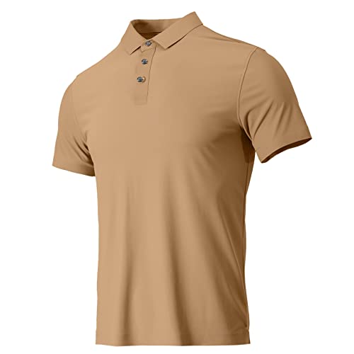 HOTIAN Herren Poloshirts Kurzarm Herren Kurzarm Schnelltrocknend Atmungsaktives Poloshirts Sommer Slim Fit Basic Kurzarm Gold L von HOTIAN