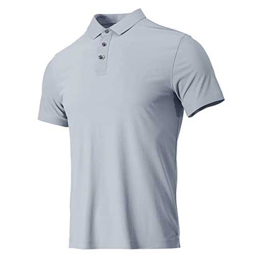 HOTIAN Herren Poloshirts Kurzarm Herren Kurzarm Schnelltrocknend Atmungsaktives Poloshirts Sommer Slim Fit Basic Kurzarm Light Blue M von HOTIAN