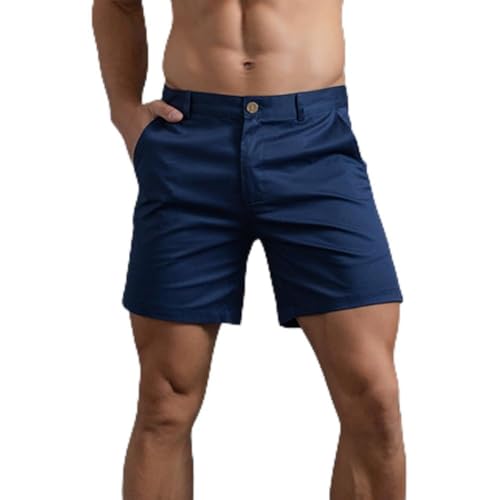 HOTIAN Herren Shorts Herren Chino Shorts Sommer Kurze Hosen Atmungsaktiv Bermuda Shorts 6 Zoll Innennaht Flache Stretch Kurze Blue L von HOTIAN