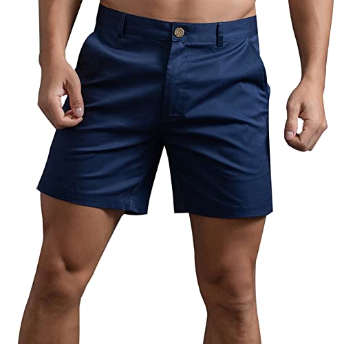 HOTIAN Herren Shorts Herren Chino Shorts Sommer Kurze Hosen Atmungsaktiv Bermuda Shorts 6 Zoll Innennaht Flache Stretch Kurze Blue S von HOTIAN