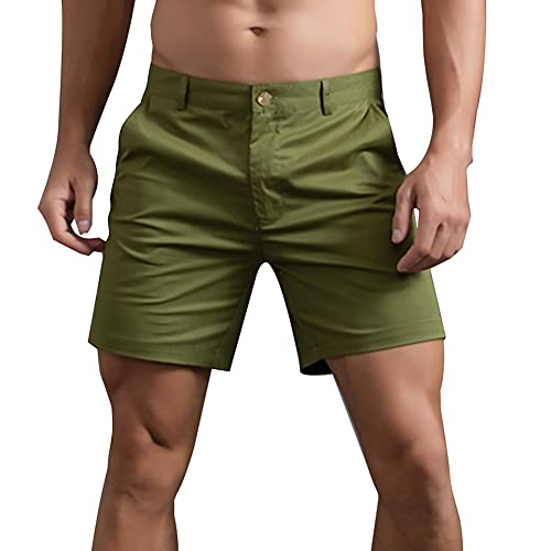 HOTIAN Herren Shorts Herren Chino Shorts Sommer Kurze Hosen Atmungsaktiv Bermuda Shorts 6 Zoll Innennaht Flache Stretch Kurze Green M von HOTIAN