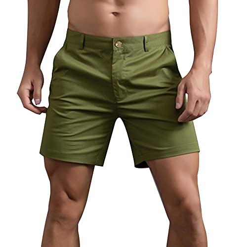 HOTIAN Herren Shorts Herren Chino Shorts Sommer Kurze Hosen Atmungsaktiv Bermuda Shorts 6 Zoll Innennaht Flache Stretch Kurze Green S von HOTIAN