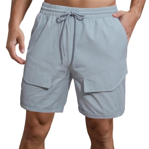 HOTIAN Herren Shorts Sommer Cargo Shorts Elastische Freizeithose Kurze Hosen Bermuda Shorts Slim-Fit Taille mit Taschen Sommer Strand Leichtes von HOTIAN
