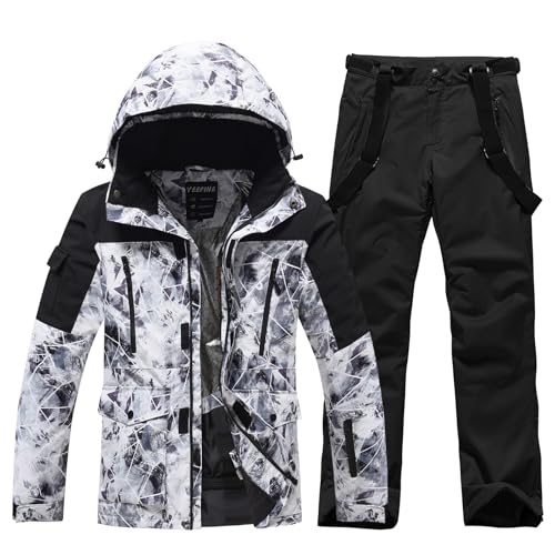 HOTIAN Herren Ski Jacke und Hosen Set Herren Schneeanzug Winter Warme schneeanzug Wasserdicht Winddicht skibekleidung Snowboard Set BH+BK XS von HOTIAN