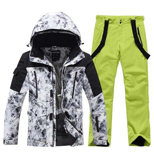 HOTIAN Herren Ski Jacke und Hosen Set Herren Schneeanzug Winter Warme schneeanzug Wasserdicht Winddicht skibekleidung Snowboard Set BH+GR XL von HOTIAN