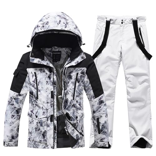 HOTIAN Herren Ski Jacke und Hosen Set Herren Schneeanzug Winter Warme schneeanzug Wasserdicht Winddicht skibekleidung Snowboard Set BH+WT XL von HOTIAN
