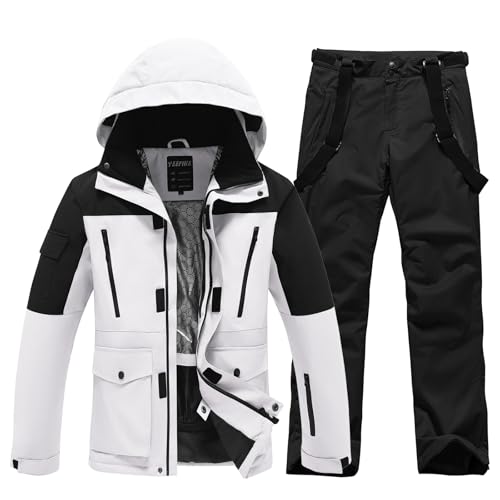 HOTIAN Herren Ski Jacke und Hosen Set Herren Schneeanzug Winter Warme schneeanzug Wasserdicht Winddicht skibekleidung Snowboard Set HB+BK XL von HOTIAN