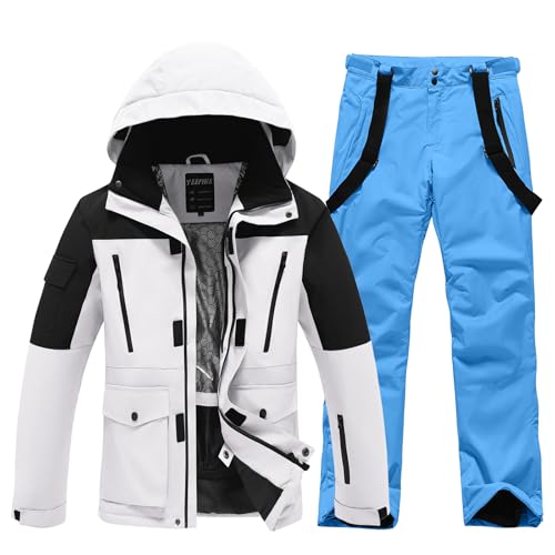 HOTIAN Herren Ski Jacke und Hosen Set Herren Schneeanzug Winter Warme schneeanzug Wasserdicht Winddicht skibekleidung Snowboard Set HB+BU L von HOTIAN