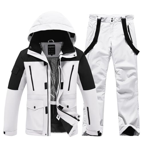 HOTIAN Herren Ski Jacke und Hosen Set Herren Schneeanzug Winter Warme schneeanzug Wasserdicht Winddicht skibekleidung Snowboard Set HB+WT XL von HOTIAN