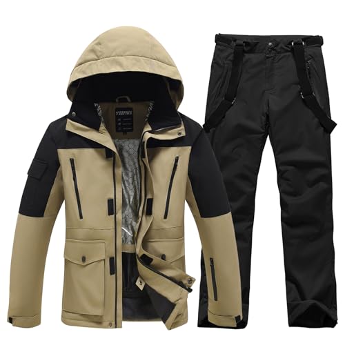 HOTIAN Herren Ski Jacke und Hosen Set Herren Schneeanzug Winter Warme schneeanzug Wasserdicht Winddicht skibekleidung Snowboard Set HK+BK XL von HOTIAN