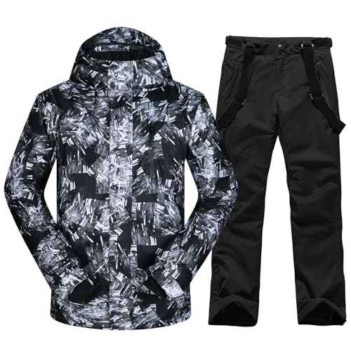 HOTIAN Herren Ski Jacke und Hosen Set Herren Schneeanzug Winter Winter Warme Schnee Skifahren Sätze Wasserdicht Winddicht Snowboard Set Black+black XL von HOTIAN