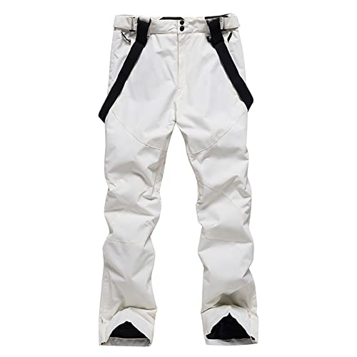 HOTIAN Herren Skihose Hosenträgerhose Outdoorhose Snowboardhose Winter Wasserdicht Warm Abnehmbare Hosenträger Skilanglaufhose Thermohose Wanderhose Ski Pant Beige M von HOTIAN