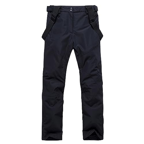 HOTIAN Herren Skihose Hosenträgerhose Outdoorhose Snowboardhose Winter Wasserdicht Warm Abnehmbare Hosenträger Skilanglaufhose Thermohose Wanderhose Ski Pant Black 2XL von HOTIAN