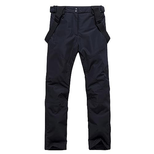 Herren Skihose Hosenträgerhose Outdoorhose Snowboardhose Winter Wasserdicht Warm Abnehmbare Hosenträger Skilanglaufhose Thermohose Wanderhose Ski Pant Black M von HOTIAN