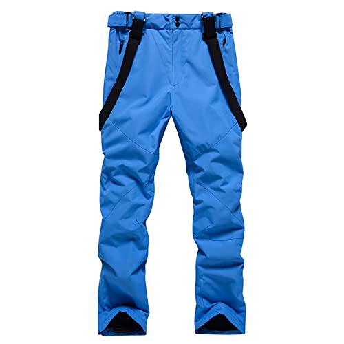 HOTIAN Herren Skihose Hosenträgerhose Outdoorhose Snowboardhose Winter Wasserdicht Warm Abnehmbare Hosenträger Skilanglaufhose Thermohose Wanderhose Ski Pant Blue 2XL von HOTIAN