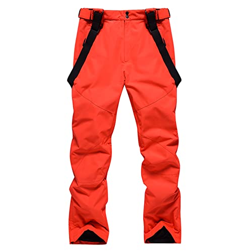 HOTIAN Herren Skihose Hosenträgerhose Outdoorhose Snowboardhose Winter Wasserdicht Warm Abnehmbare Hosenträger Skilanglaufhose Thermohose Wanderhose Ski Pant Orange M von HOTIAN