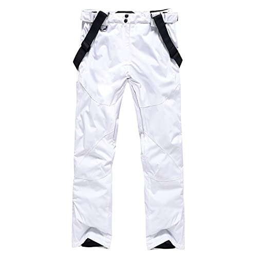Herren Skihose Hosenträgerhose Outdoorhose Snowboardhose Winter Wasserdicht Warm Abnehmbare Hosenträger Skilanglaufhose Thermohose Wanderhose Ski Pant White L von HOTIAN
