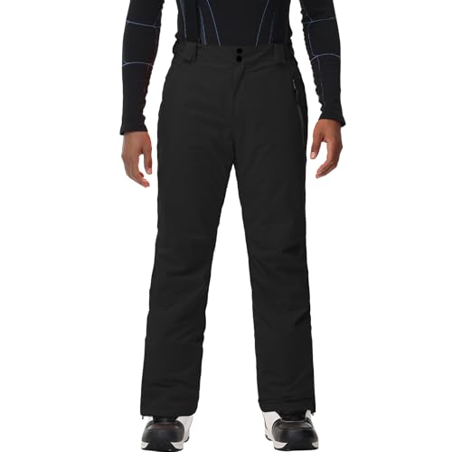 HOTIAN Herren Skihose Wasserdicht Wasserdicht Schneehose Atmungsaktive Warm Outdoorhose Hosenträger Schneehosekihose Winter Snowboardhose Trekkinghose Black L von HOTIAN