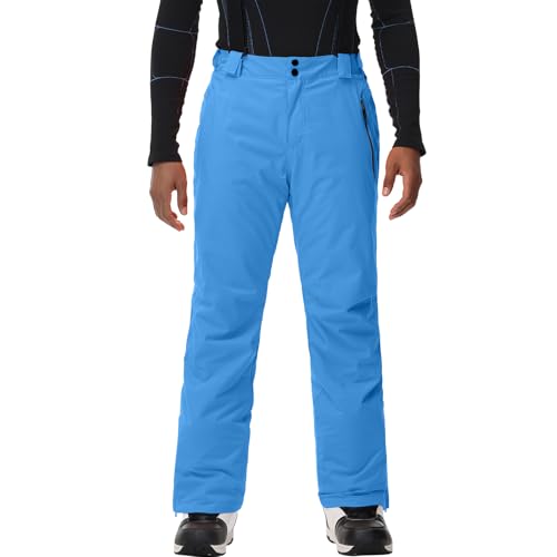HOTIAN Herren Skihose Wasserdicht Wasserdicht Schneehose Atmungsaktive Warm Outdoorhose Hosenträger Schneehosekihose Winter Snowboardhose Trekkinghose Blue L von HOTIAN