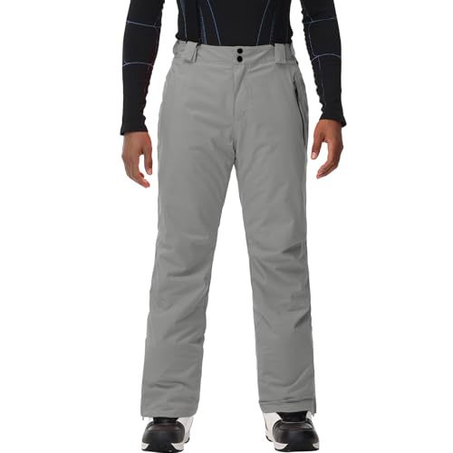 HOTIAN Herren Skihose Wasserdicht Wasserdicht Schneehose Atmungsaktive Warm Outdoorhose Hosenträger Schneehosekihose Winter Snowboardhose Trekkinghose Gray XL von HOTIAN