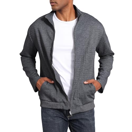 HOTIAN Jacke Herren Steppjacke Herren übergangsjacke frühlingshaft Karierten Jacquard Freizeit Leicht Jacken Stehkragen mit Tasche Dark Gray XXL HOTIAN Jacke Herren Steppjacke Herren übergangsjacke frühlingshaft Karierten Jacquard Freizeit Leicht Jacken Stehkragen mit Tasche Dark Gray XXL von HOTIAN