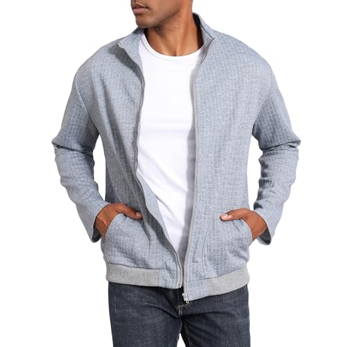 HOTIAN Jacke Herren Steppjacke Herren übergangsjacke frühlingshaft Karierten Jacquard Freizeit Leicht Jacken Stehkragen mit Tasche Light Gray XXL HOTIAN Jacke Herren Steppjacke Herren übergangsjacke frühlingshaft Karierten Jacquard Freizeit Leicht Jacken Stehkragen mit Tasche Light Gray XXL von HOTIAN