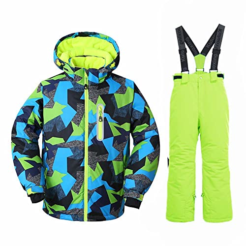 HOTIAN Kinder Skianzug, Jungen Kinder Schneeanzug,Kinder Winteroverall Wasserdichter Skianzug Jungen,Outdoor Warm Skifahren Bekleidung Skijacke and Skihose FY+GE-12 von HOTIAN