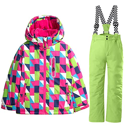 HOTIAN Kinder Skianzug, Mädchen Kinder Schneeanzug,Kinder Winteroverall Wasserdichter Skianzug Mädchen,Outdoor Warm Skifahren Bekleidung Skijacke and Skihose GZ+GE-8 von HOTIAN