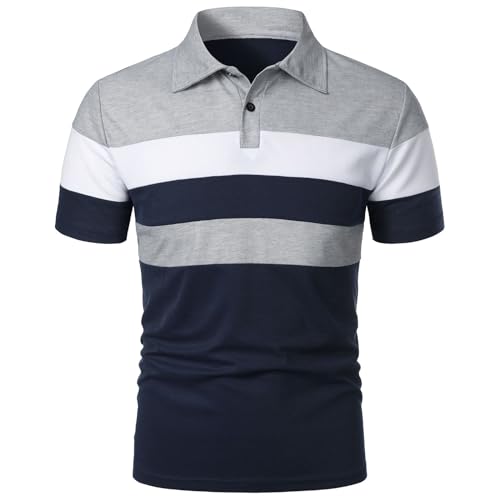 HOTIAN Poloshirt Herren Kurzarm Oversize Tshirt Leichtes Sommer Atmungsaktives Polo Shirt Basic Polohemd Business Freizeithemd Kurzarm LGY+NV XXL von HOTIAN