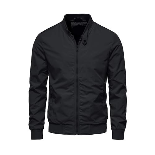HOTIAN Herren Jacke Leichte Windbreaker Bomberjacke mit Stehkragen Jacke Übergangsjacke Freizeit jacke mit Reißverschlusstaschen von HOTIAN