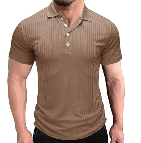 Herren Poloshirts Kurzarm Herren Kurzarm Atmungsaktives Sommer Slim-Fit Herrenhemden Kurzarm Freizeithemd Hemd Golf T-Shirt Elfenbein 2XL von HOTIAN