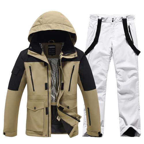 HOTIAN Herren Ski Jacke und Hosen Set Herren Schneeanzug Winter Warme schneeanzug Wasserdicht Winddicht skibekleidung Snowboard Set HK+WT L von HOTIAN