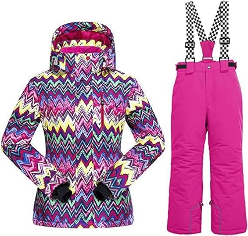 Kinder Skianzug, Mädchen Kinder Schneeanzug,Kinder Winteroverall Wasserdichter Skianzug Mädchen,Outdoor Warm Skifahren Bekleidung Skijacke and Skihose HW+PK-4 von HOTIAN