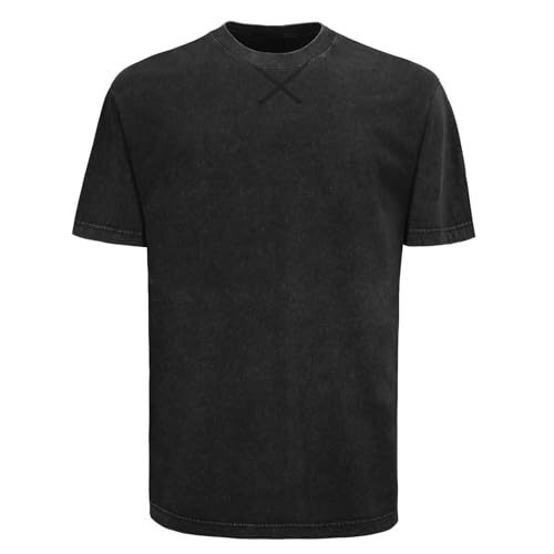 Oversized Tshirt Herren Baumwolle Basic Sommer Tshirt Vintage Casual Rundhals Tops von HOTIAN