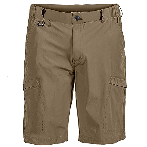 Wanderhose Herren Kurz Shorts für Herren mit Multi Pocket Herren Leichte Shorts Sommer Sporthose Outdoor für Angeln Golf Reisen Khaki L von HOTIAN