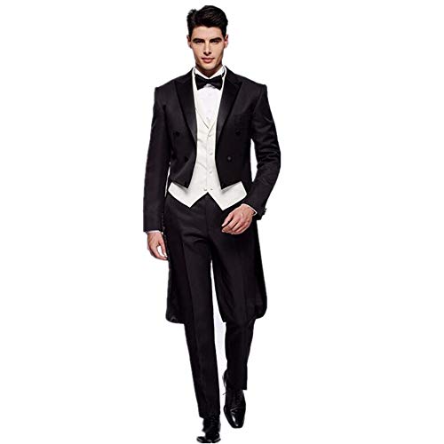 HOTK Herren Elegante 3-teilige Slim Fit Zweireiher Lange Frack Prom Party Anzüge von HOTK