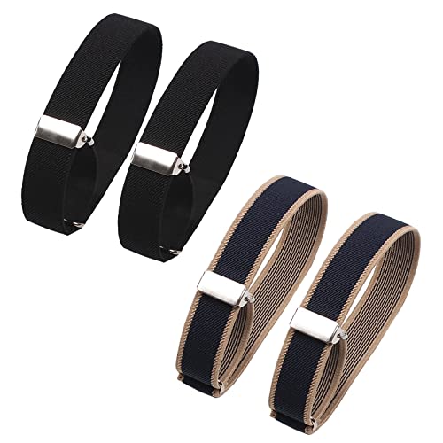 HOTMNTY Hülsenhalter, Anti Rutsch Hemd Hülsenhalter, Ärmelhalter, Shirt Riemen Manschette, Armband, Verstellbare Hemdgummis mit Rutschfesten Verschlussclips, 2 Paar von HOTMNTY