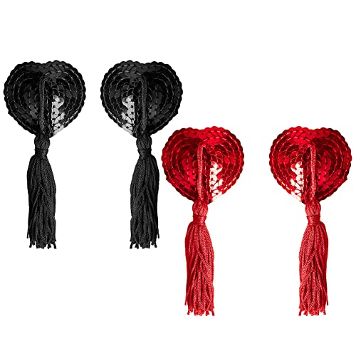 HOTMNTY Nippel Cover,Quaste Brust Blütenblatt Aufkleber,Nipple Pads,Dessous Brust Blütenblatt Pasty,Brustpaste Selbstklebend,Nippel Cover Aufkleber Mit Quaste Dessous Brust Blütenblatt Pasty,2 Paar von HOTMNTY