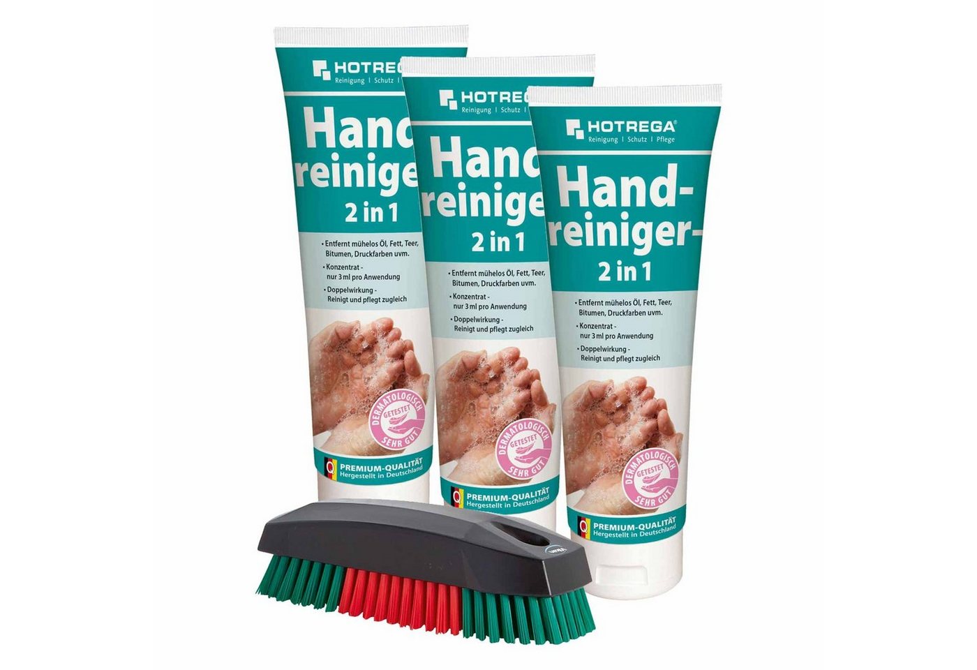 HOTREGA® Handcreme Handreiniger, Handwaschpaste, Waschpaste, Hautpflege 250ml Waschbürste von HOTREGA®