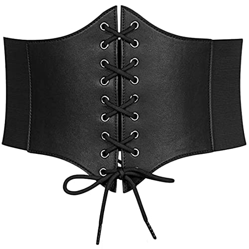 HOTSO Korsett Damen Frauen Tied Waspie Gürtel,Breiter Gürtel Damen Taille Bandage Elastizität Leder Korsett Taillengürtel Damen Schnürkorsett Damen Taille Korsett Leder Gürtel Belt Damen Gürtel von HOTSO