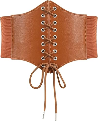 HOTSO Korsett Damen Frauen Tied Waspie Gürtel,Breiter Gürtel Damen Taille Bandage Elastizität Leder Korsett Taillengürtel Damen Schnürkorsett Damen Taille Korsett Leder Gürtel Belt Damen Gürtel von HOTSO