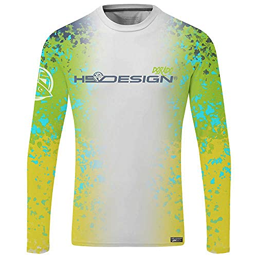 HOTSPOT DESIGN Langarm T-Shirt, Ocean Performance Dorado, Angelhemd, Weiß-Gelb, L, 010003003 von HOTSPOT DESIGN