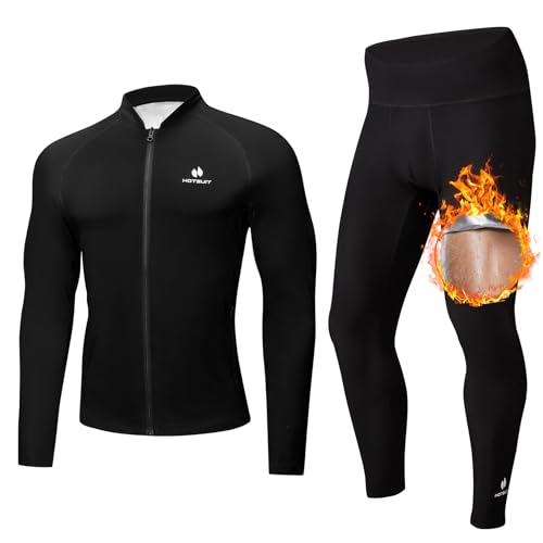 HOTSUIT Herren schwitzanzug Zum Abnehmen,Saunaanzüge männer, kompressions schwitz jacke, kompressions Hose, Ganzkörper-sauna suit Boxen, schwarz-3XL von HOTSUIT