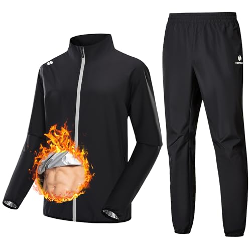 HOTSUIT Schwitzanzug Herren Sauna Suit zum Abnehmen mit Sauna-Jacke Reißverschluss für Sport Boxen schwarz-3XL von HOTSUIT