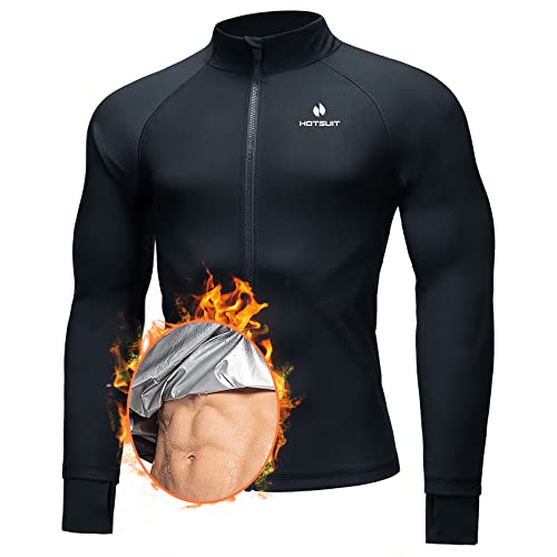 HOTSUIT Schwitzanzug Herren Trainingsanzüge Langarm Saunahemd Workout Shapewear Schweißjacke Top Kompressionshemde-3XL von HOTSUIT