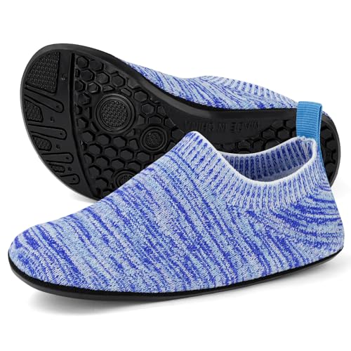 HOTUT Hausschuhe Kinder Atmungsaktive Leicht Pantoffeln Rutschfest Kleinkinder Hüttenschuhe Mädchen Jungen Weich Barfussschuhe Baby Turnschläppchen,Blau von HOTUT
