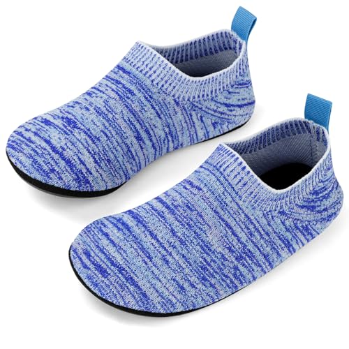 HOTUT Hausschuhe Kinder Atmungsaktive Leicht Pantoffeln Rutschfest Kleinkinder Hüttenschuhe Mädchen Jungen Weich Barfussschuhe Baby Turnschläppchen,Blau von HOTUT