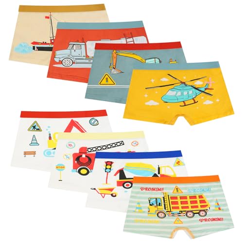 HOTUT Jungen Unterhosen, 8er-Pack Baumwolle Boxershorts Kinder Unterwäsche Jungen Boxer Unterhose - M von HOTUT
