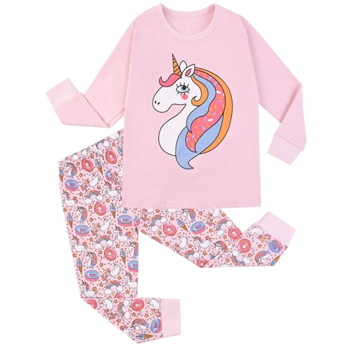 HOTUT Kinder Schlafanzüge, Langarm Baumwolle Schlafanzug Mädchen, Winter Pyjama mit Exquisite Muster, Zweiteilig Nachtwäsche T-Shirt und Hose, warm Pyjama von HOTUT